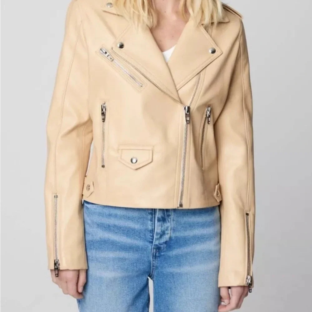 NWT Blank NYC Moto Semi-Fit Jacket In Head To Toe Tan XS - Picture 3 of 14